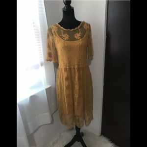 Xhilaration Women's Short Sleeve Gold Dress